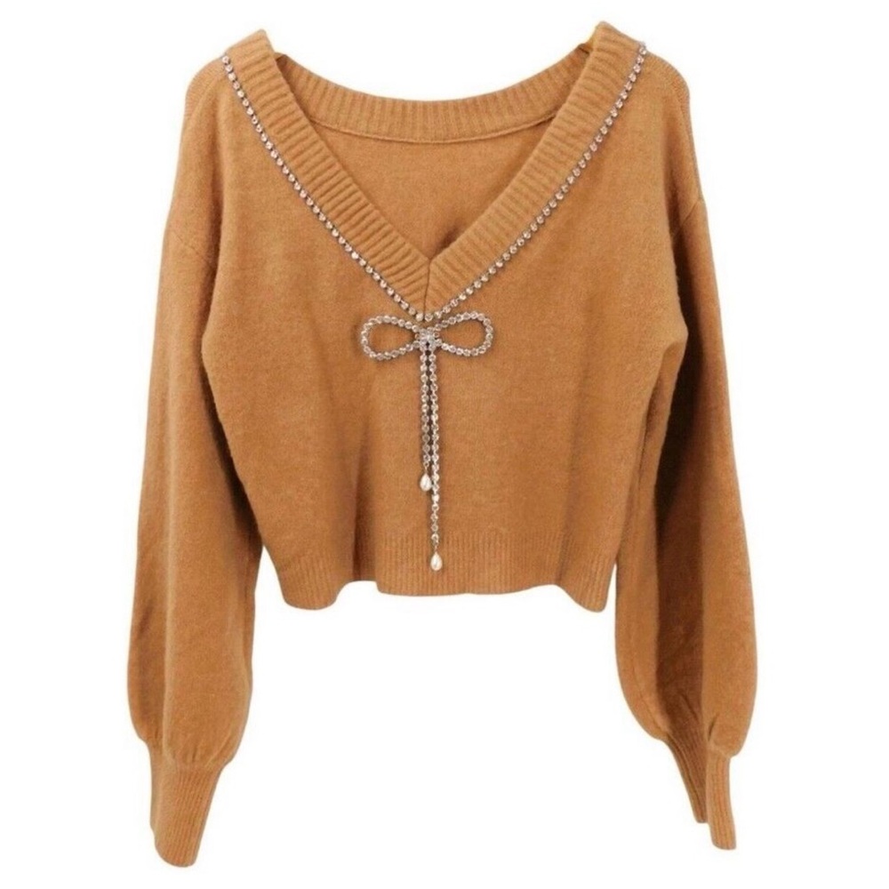 Express Embellished Bow Sweater-New - Picture 2 of 3
